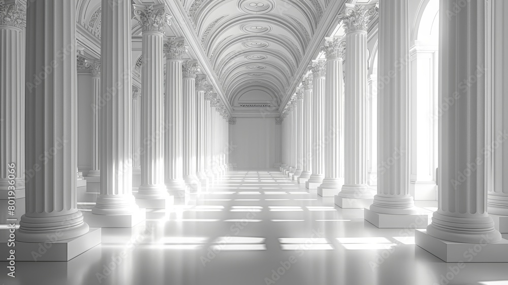 Aufkleber clean minimalist background with white pillars generative ai