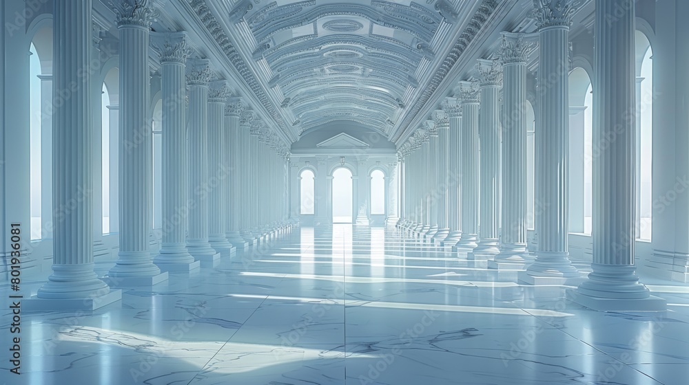 Poster clean minimalist background with white pillars generative ai