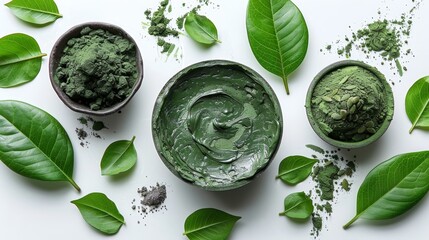 Obraz premium Natural Beauty Mask Ingredients on White Background Generative AI
