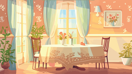 Beautiful table Fourting in dining room Vector illustration