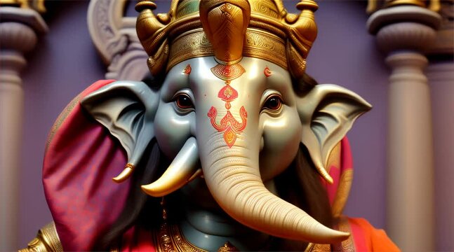 Ganesh Illustration of colorful hindu lord Ganesha on decorative background. celebrate lord ganesha festival.