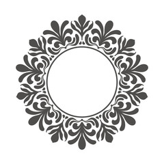Classic decorative floral circle frame vector