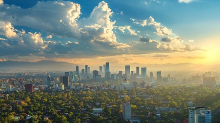 Mexico City Ancient Contemporary Blend Skyline