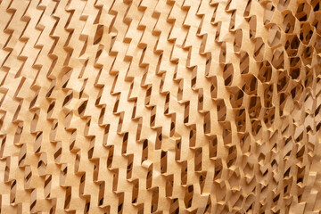 Eco friendly brown paper honeycomb texture wrap background for product packaging parcel carton box