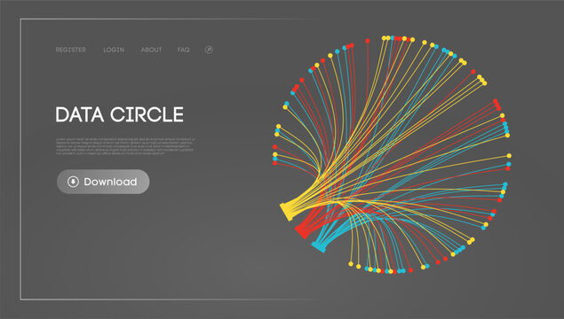 Big Data Circle blockchain technology background. Neural network digital background