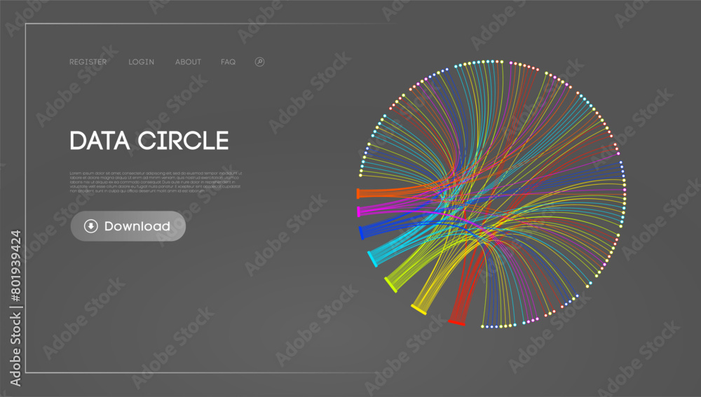 Poster big data circle blockchain technology background. neural network digital background