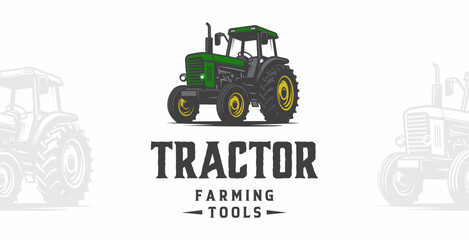 agricultural tractor logo in green color on white background