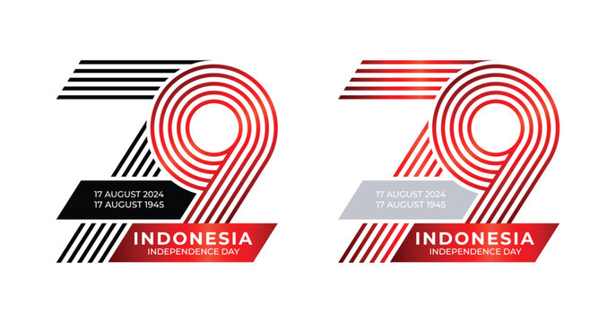 79th Indonesian Independence Day with modern line design.