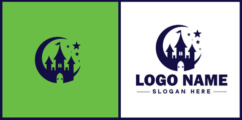 Castle icon logo Tower defense strong fortress game app modern flat business vector logo