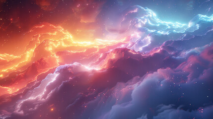 Celestial Symphony: Vibrant Cosmic Clouds and Glowing Nebulae