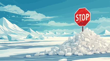 Warning sign with word STOP on salt Vector illustration