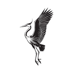 Heron Bird image vector Heron bird black and white 