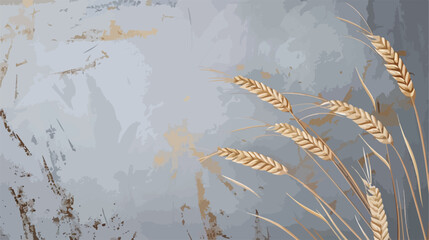 Wheat spikelets with grains on grey background Vector