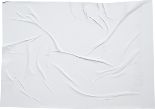 white crumpled and creased paper poster texture isolated on white background