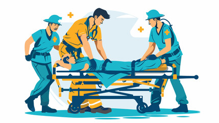 White background with blue pictogram paramedics with