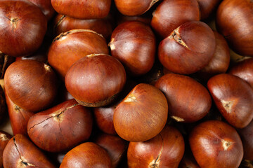close up of roasted chestnut background.