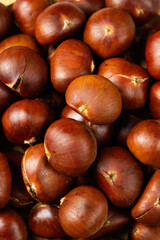 close up of roasted chestnut background.