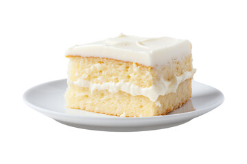 Slice of vanilla cake isolated on transparent or white background, png