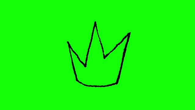Hand drawn crown frame by frame animation on chroma key green screen background.