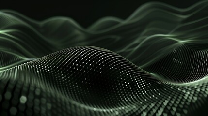 Abstract wave particles background with depth of field and bokeh effect. Big data transmission.