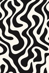 Abstract design of flowing black and white waves