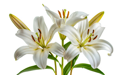 Naklejka premium White lily flowers, cut out - stock png.