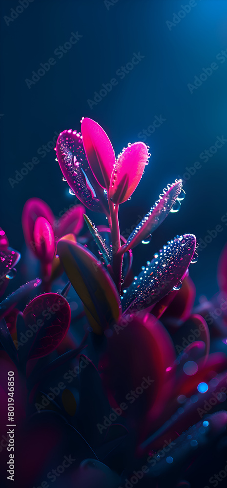 Aufkleber a close up of a flower with raindrops on it. the flower is pink and the raindrops are small and clea