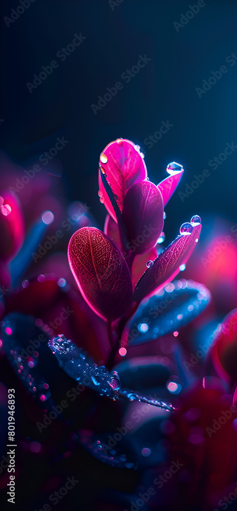 Aufkleber a close up of a flower with raindrops on it. the flower is pink and the raindrops are small and clea