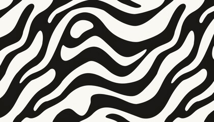 Abstract design of flowing black and white waves