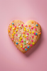 Fototapeta premium Treat: Heart-Shaped Cookie on Pastel Background
