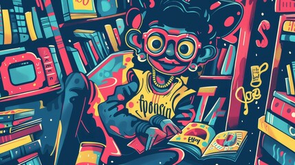 Fototapeta premium Libraries hosting readathons, literary starts, books as companions and guides 54