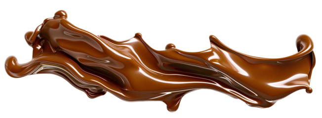 Chocolate splash panorama banner isolated on white background with clipping path