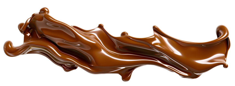 Chocolate splash panorama banner isolated on white background with clipping path