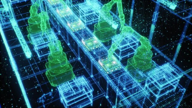 Future of Autonomous Factories with Advanced Robot Arms and Computer Vision. Digital Twin Simulation of Robotic Automation in High-Tech Manufacturing and Industry 4.0 Applications. Advanced Production