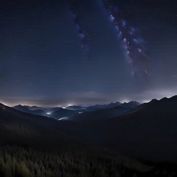 night sky over the mountins 