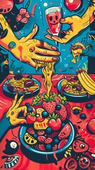 Obraz premium Families sharing their first meal of the year together, unity and love, communal hopes 54