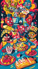 Obraz premium Families sharing their first meal of the year together, unity and love, communal hopes 54