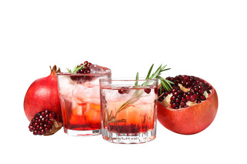 PNG, Cocktail with fresh pomegranate, isolated on white background
