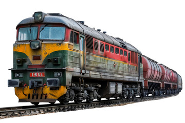 Fototapeta premium Freight train locomotive, cut out - stock png.