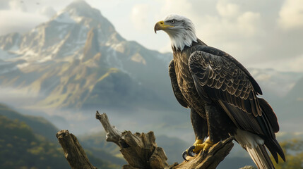 Majestic Sentinel: The Regal Bald Eagle Vigilant on a Tree Perch