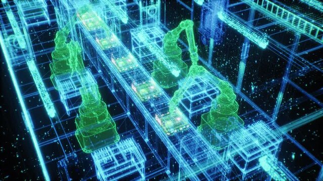 Advanced Integration of Computer Vision and Digital Twin Technologies in an Autonomous Factory Setting, Featuring Precision Robot Arms on a Conveyor System, Enhancing Manufacturing Efficiency