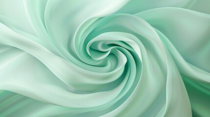Tranquil Mint Green and Seafoam Blue Swirl Abstract Shape on White Background: Serene Minimalist Art for Modern Design and Decor