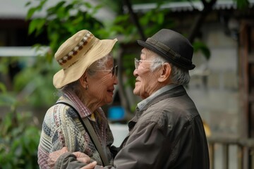 The same elderly people happily greet each other in the summer
