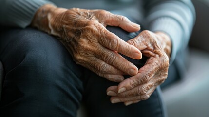 Conceptual Illustration: Aging Hands with Swelling and Stiffness, Symbolizing Time's Toll in Rheumatoid Arthritis, for medical website content, for online blogs