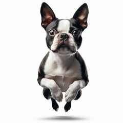 Image of isolated Boston terrier against pure white background, ideal for presentations
