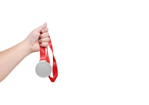 Holding a silver medal winner PNG transparent