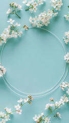 Minimalist Flower Circle on Turquoise Background