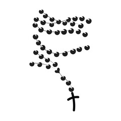 Hand drawn Rosary illustration. Rosary beads with Holy Cross.
