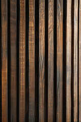 Vertical Brown Slats Background, Close-Up Shot