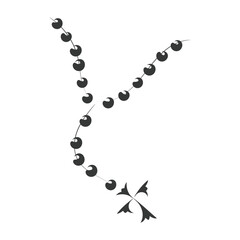 Hand drawn Rosary illustration. Rosary beads with Holy Cross.
